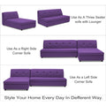 Adorn India Atlas Modular Sofa Set (Purple), Wood, Foam