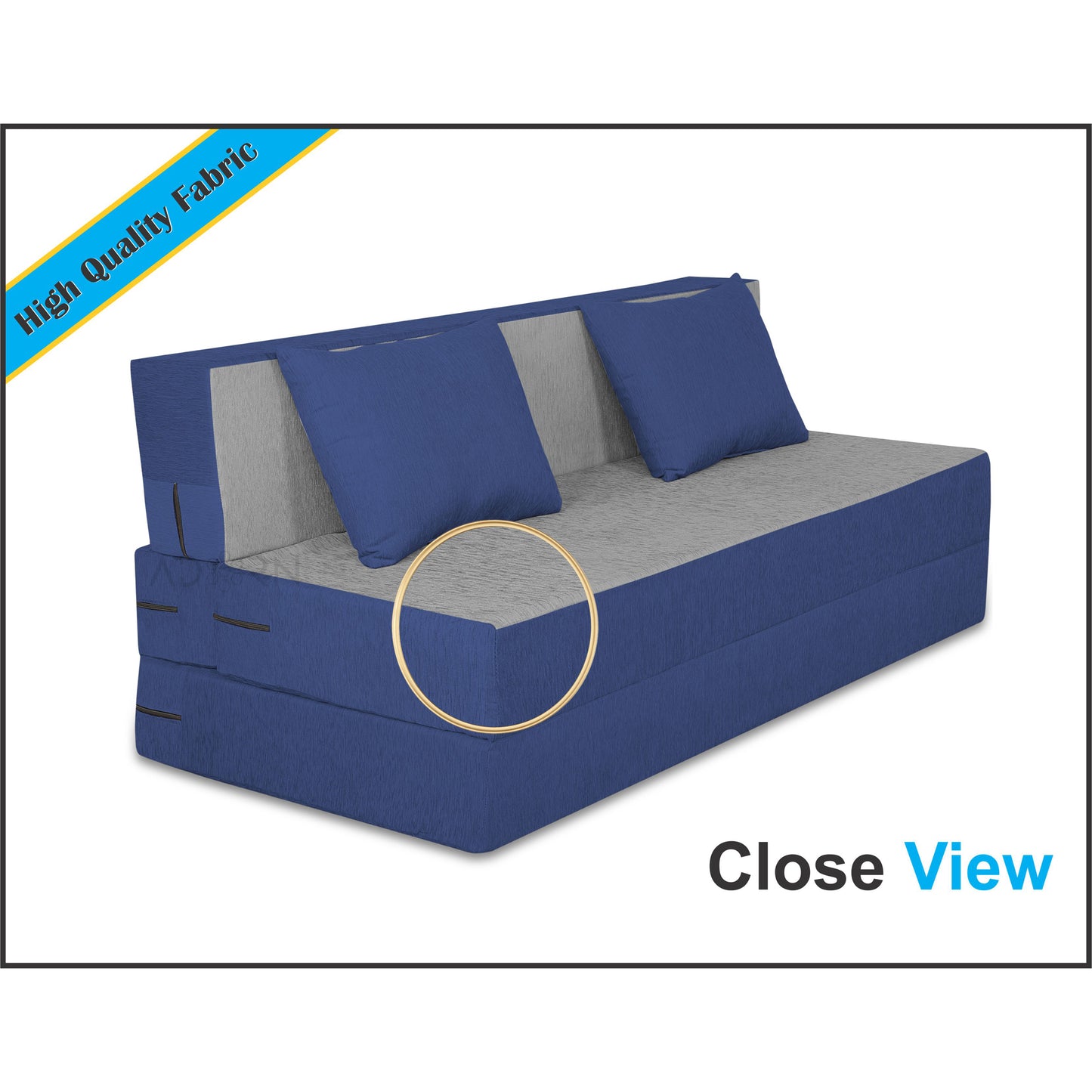 Adorn india Easy Two Seater Sofa Cum Bed  (Blue & Grey) 4'x6'