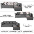Adorn India Mclain L Shape 6 Seater Sofa (Light Grey)