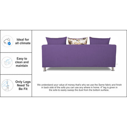 Adorn India Alita 3 Seater Compact Sofa (Dark Purple)