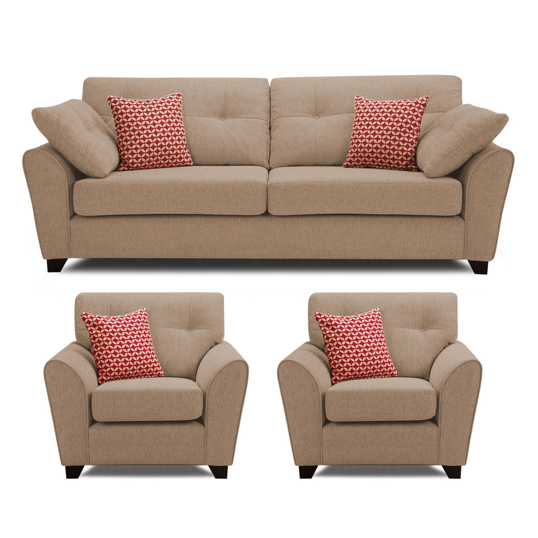 Adorn India Moris 5 Seater 3-1-1 Sofa Set (Beige) (3 Year Warranty)