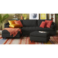 Adorn India Alexander L Shape 7 Seater Sofa Set with Ottoman Puffy LHS (Black) (3 Year Warranty)