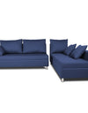 Adorn India Straight line 6 seater L Shape Sofa set (Blue)