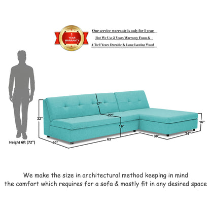 Adorn India Atlas Modular Sofa Set (Aqua Blue)