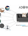 Adorn India Alica 3 Seater Sofa (Dark Grey)