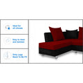 Adorn India Adillac 5 Seater Corner Sofa(Left Side Handle)(Maroon & Black), Wood, Foam