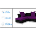 Adorn India Adillac 6 Seater Corner Sofa(Left Side Handle)(Dark Purple & Black)