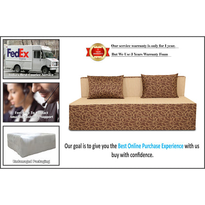 Adorn India Easy Three Seater Sofa Cum Bed  (Brown and Beige) (6 x 6)