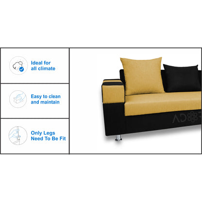 Adorn India Adillac 6 Seater Corner Sofa(Right Side)(Yellow & Black)