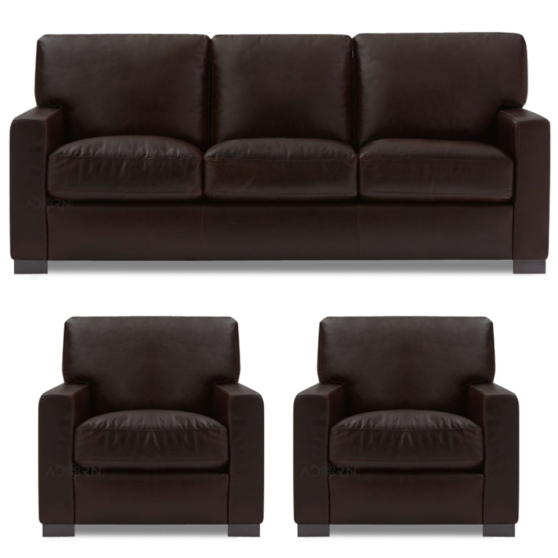 Adorn India Exclusive Rosina Leatherette 3-1-1 Sofa Set (Dark Brown)