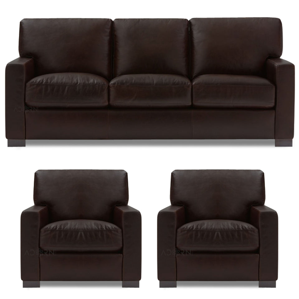 Exclusive Rosina Leatherette 3-1-1 Sofa Set (Dark Brown)