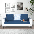 Adorn India Ashley Digitel Print Leatherette Fabric 3 Seater Sofa (Blue & White) (3 Year Warranty)