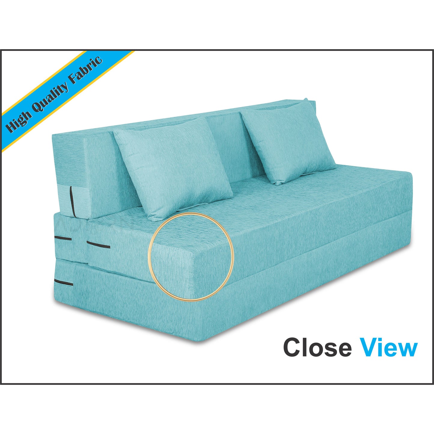 Adorn India Easy Two Seater Sofa Cum Bed Alyn 4'x 6' (Aqua Blue)