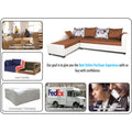 Adorn India Aliana L Shape Leatherette Fabric 6 Seater Sofa Set LHS (Rust & White) (3 Year Warranty)