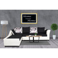 Adorn India Aliana L Shape Leatherette Fabric 6 Seater Sofa Set LHS (Black & White) (3 Year Warranty)