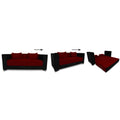 Almond 3 Seater Sofa Cumbed (Maroon & Black)