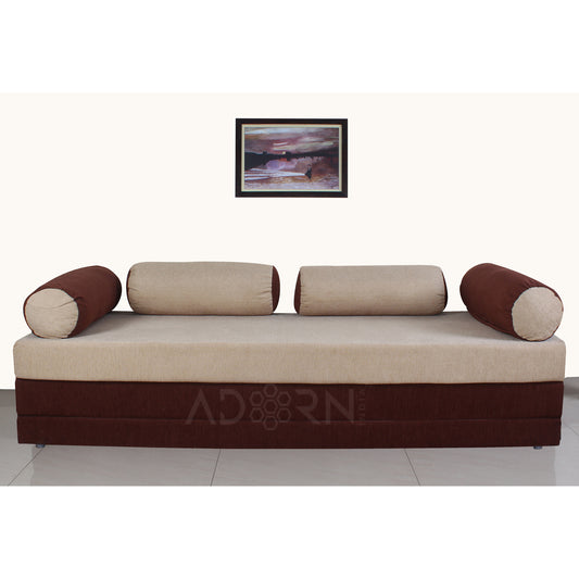 Adorn India Easy Fabric Deewan Cum Bed (Brown and Beige)