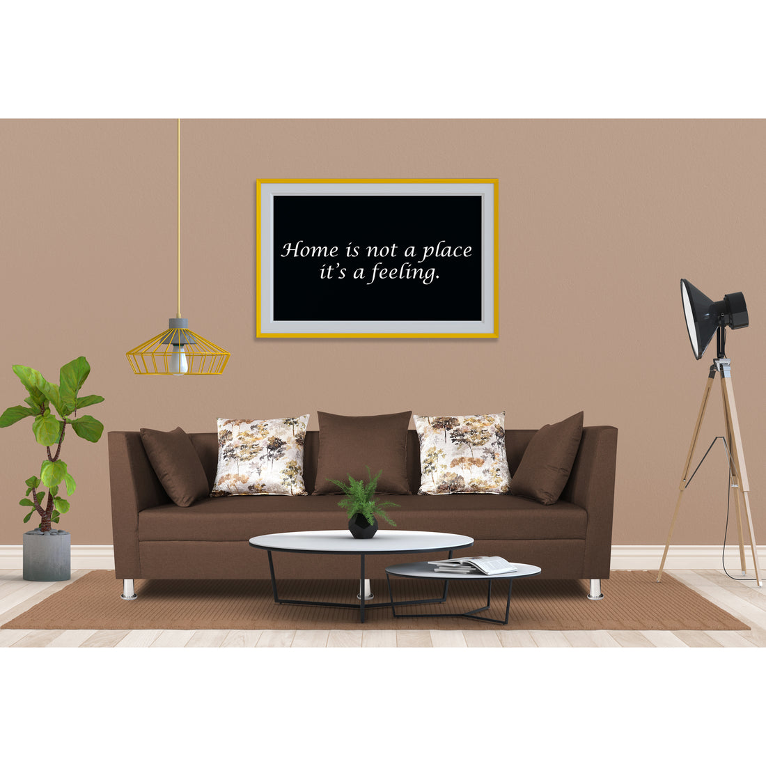 Adorn India Alica 3 Seater Sofa (Brown), Wood, Foam
