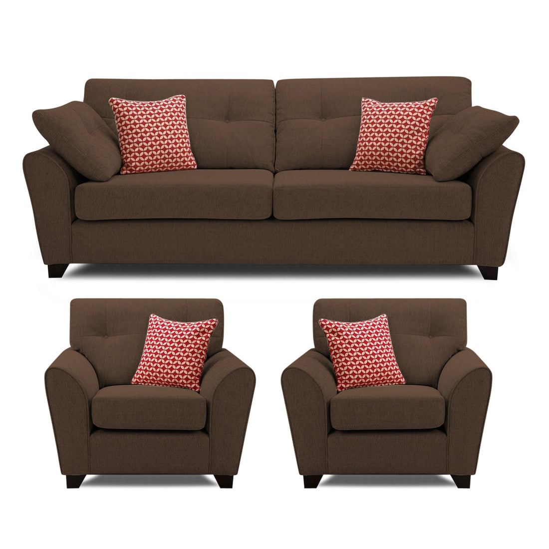 Adorn India Moris 5 Seater 3-1-1 Sofa Set (Brown) (3 Year Warranty)
