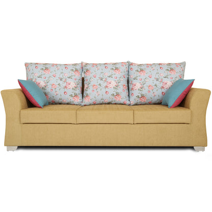 Adorn India Daisy 3 Seater Sofa Digitel Print (Beige)