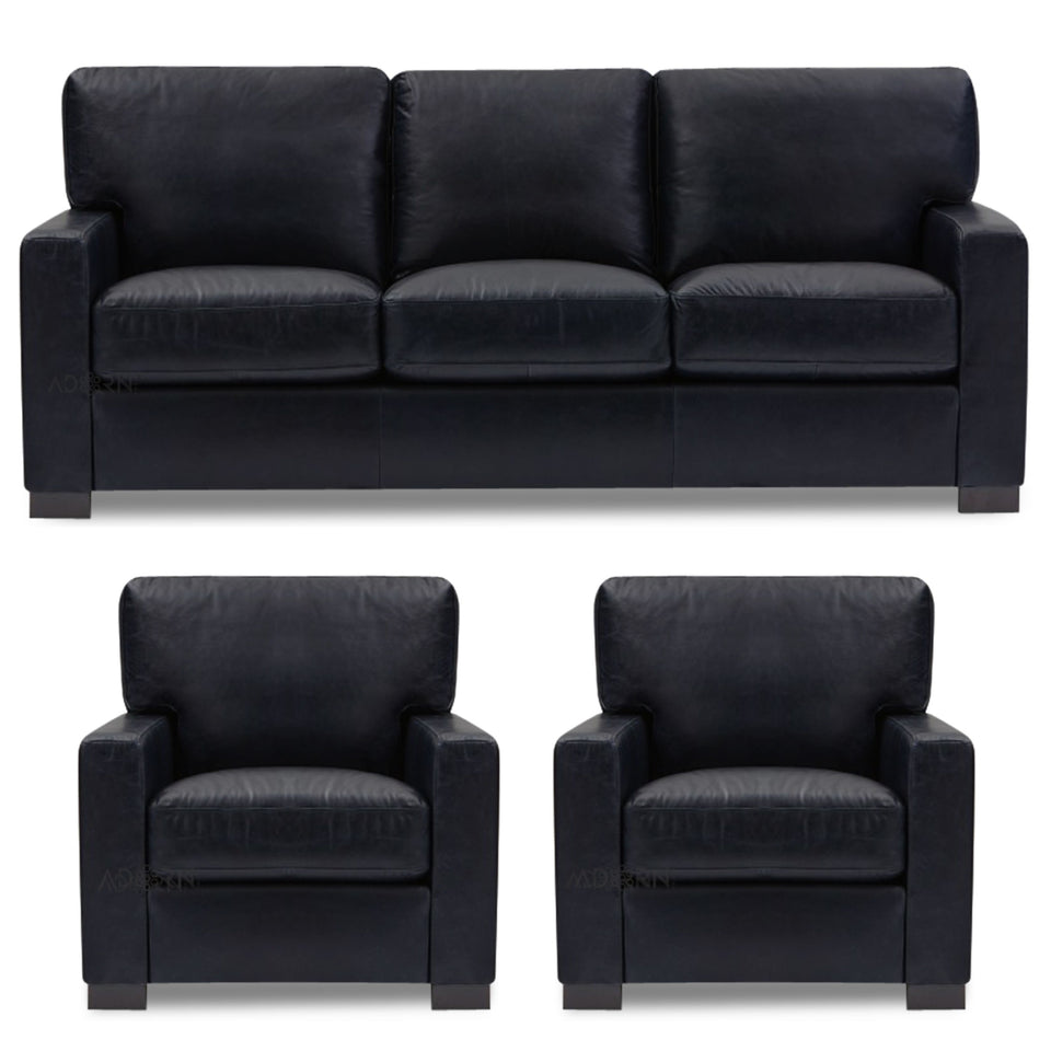 Exclusive Rosina Leatherette 3-1-1 Sofa Set (Black)