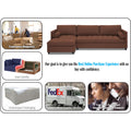 Adorn India Alexander L Shape 7 Seater Sofa Set with Ottoman Puffy LHS (Brown) (3 Year Warranty)