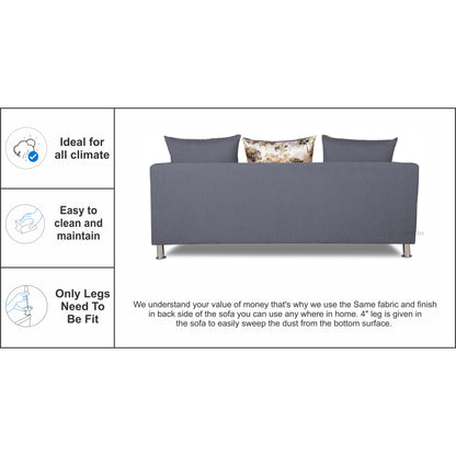 Adorn India Alita 3 Seater Compact Sofa (Dark Grey)