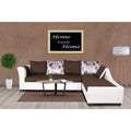 Adorn India Aliana L Shape Leatherette Fabric 6 Seater Sofa Set RHS (Brown & White) (3 Year Warranty)