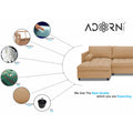 Adorn India Alexander L Shape 7 Seater Sofa Set with Ottoman Puffy LHS (Beige) (3 Year Warranty)