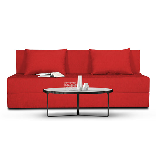 Adorn India Easy Three Seater Sofa Cum Bed Alyn 6'x 6' (Red)