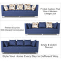 Adorn India Alica 3 Seater Sofa (Blue), Wood, Foam