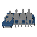 Adorn India Denver L Shape 5 Seater Sofa Set LHS (Blue) (3 Year Warranty)