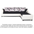 Adorn India Aliana L Shape Leatherette Fabric 6 Seater Sofa Set RHS (Black & White) (3 Year Warranty)
