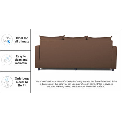 Adorn India Straight line Three Seater Sofa(Brown)