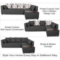 Adorn India Mclain L Shape 6 Seater Sofa (Dark Grey)