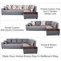 Adorn India Orlando Fabric L Shape Sofa (Dark Grey & Light Gery)