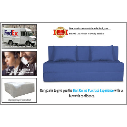 Adorn India Easy Three Seater Sofa Cum Bed Alyn 5'x 6' (Dark Blue)