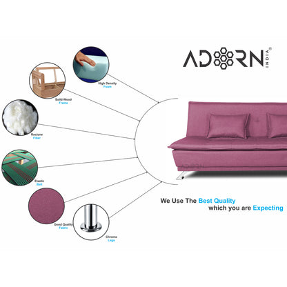 Adorn India Arden 3 Seater Sofa Cum Bed Fabric (Light Purple)