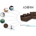 Straight Line L Shape 5 Seater Sofa Set Left Side Handle(Brown)
