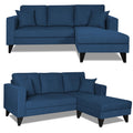 Adorn India Martin L Shape Right Hand Side Sofa Set Plain (Blue) 4 Seater (3 Year Warranty)