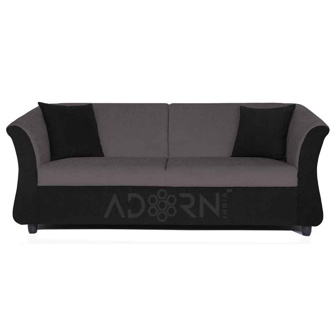 Adorn India Acura 3 Seater Sofa (Grey & Black)