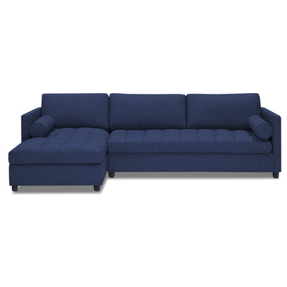 Adorn India Alexander L Shape 6 Seater Sofa (Left Side Handle)(Dark Blue)