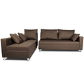 Straight Line L Shape 5 Seater Sofa Set Left Side Handle (Camel)