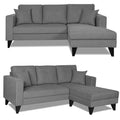 Adorn India Martin L Shape 4 Seater Sofa Set Plain (Right Hand Side) (Grey) (3 Year Warranty)