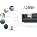 Adorn India Exclusive Two Tone Alica Three Seater Sofa (Dark Grey & Black), Wood, Foam