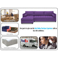 Adorn India Alexander L Shape 7 Seater Sofa Set with Ottoman Puffy LHS (Purple) (3 Year Warranty)