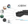 Straight Line L Shape 5 Seater Sofa Set Left Side Handle (Dark Grey)