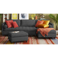 Adorn India Alexander L Shape 7 Seater Sofa Set with Ottoman Puffy RHS (Dark Grey) (3 Year Warranty)