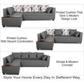 Adorn India Mclain L Shape 6 Seater Sofa (Left Side Handle)(Light Grey)