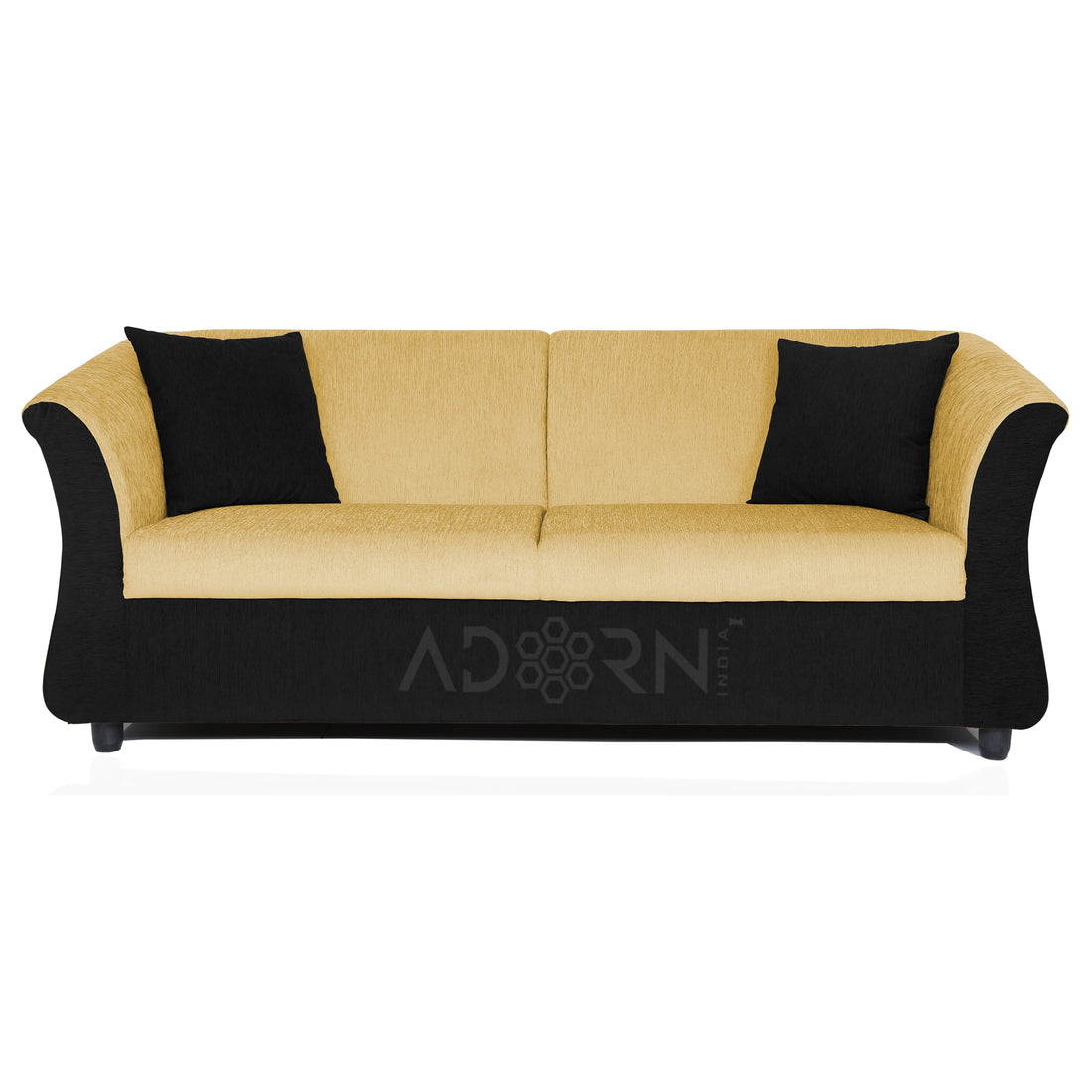 Adorn India Acura 3 Seater Sofa(Beige & Black)